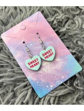 Blue Heart valentines sweethearts earrings
